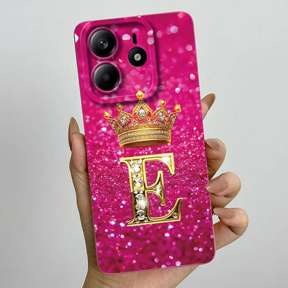 Case For Xiaomi Redmi Note 14 5G Phone Cover Note14 Global Funda Luxury Crown Letters Soft Silicone Back Cover For Redmi Note 14
