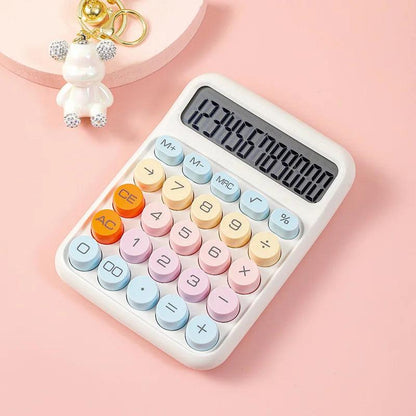 1pc Keyboard Calculator Office 12-digit Mechanical Calculator Cute Candy Color Calculator  Battery not included