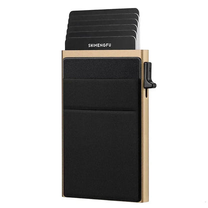 Rfid Anti Blocking Smart ID Bank Credit Card Holder Wallet Metal Thin Slim Men Women Pop Up Minimalist Metal Cardholder Case