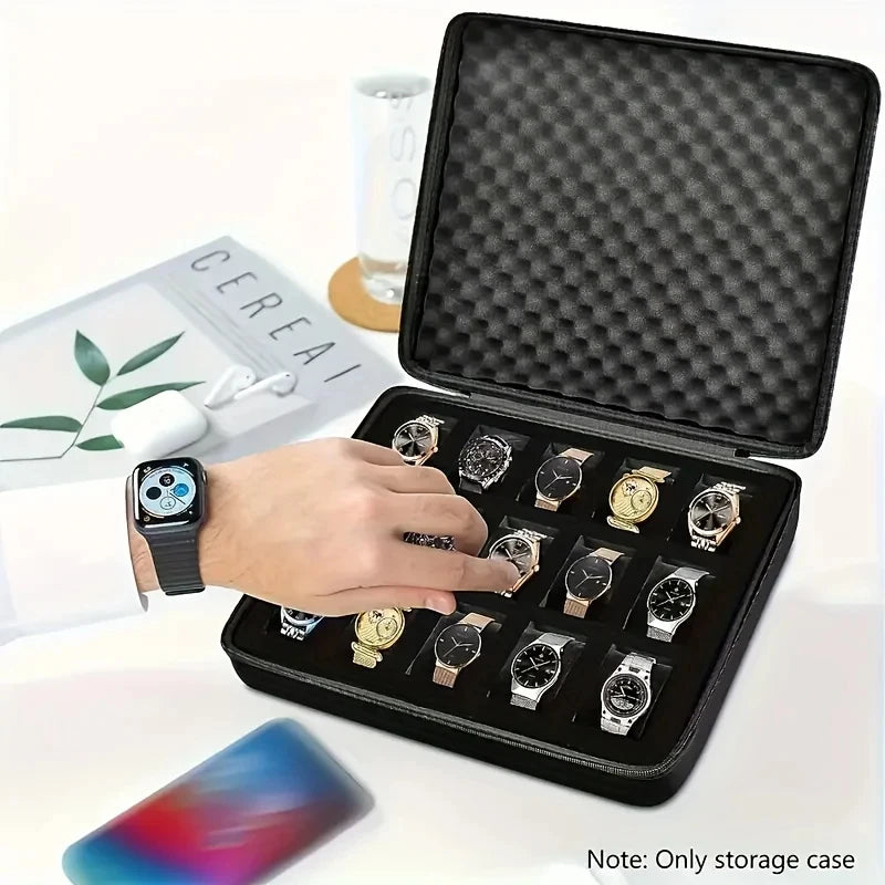 Advanced 15 Slots Pressure Proof Watch Storage Box Portable Travel Watch Display Case Jewelry Organizer for Men Home Office