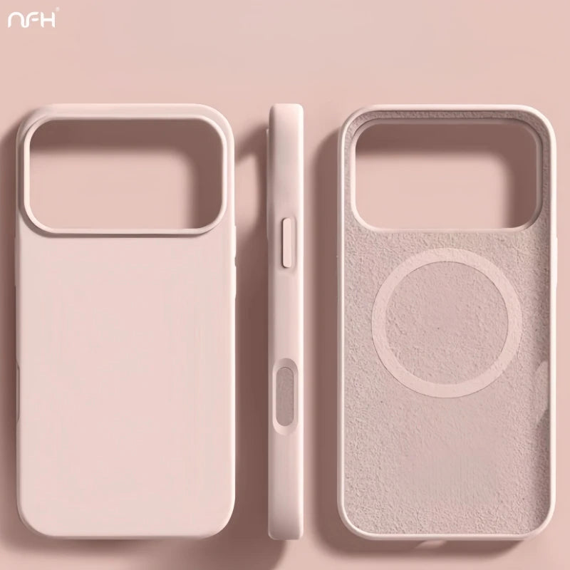 For iPhone 18 17 Pro Max 16 Plus Luxury Magsafe Magnetic Liquid Silicone Frame Phone Case For iPhone 15 14 13 Protective Cover