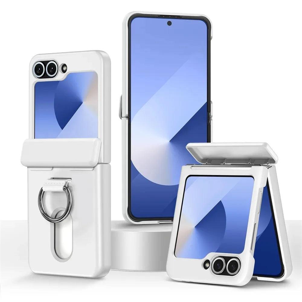 Z Flip8 Luxury Wallet Clip Flip Slot Card Phone Case for Samsung Galaxy Z Flip 7 FE 6 5 Zflip6 Finger Ring Shockproof Hard Cover