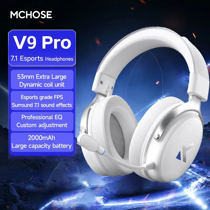 MCHOSE V9 pro E-Sports Headset with Microphone Tri-Mode Gaming USB Wireless 7.1 Channel Surround Sound Portable Audio Headphones - Urbizia