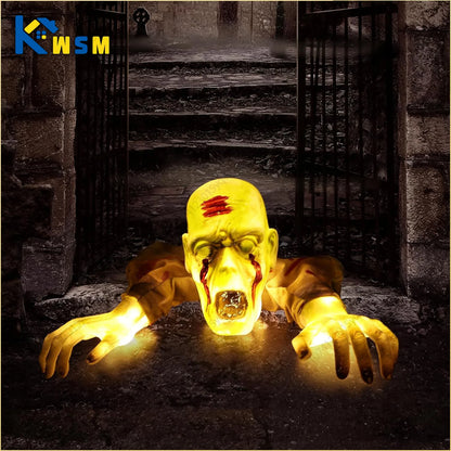 Halloween Glowing Skeleton Decoration – Creepy Ghost Hands Ground Plug Light