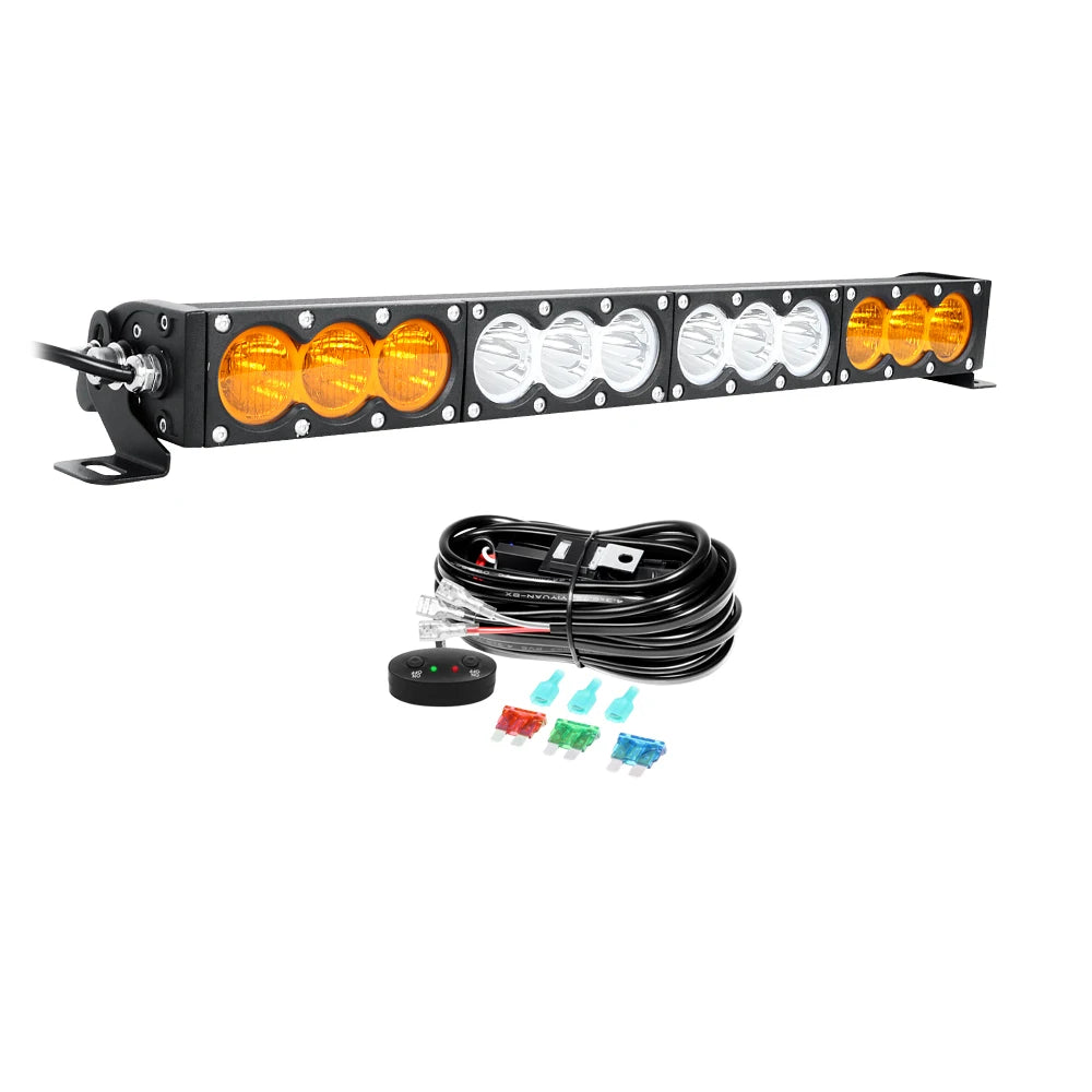 6-54 inch 30-300W LED Bar 4x4 with 12v Wire Harness Kit, LED Light Bar for Offroad Vehicles Trucks ATV, Amber White Fog Light