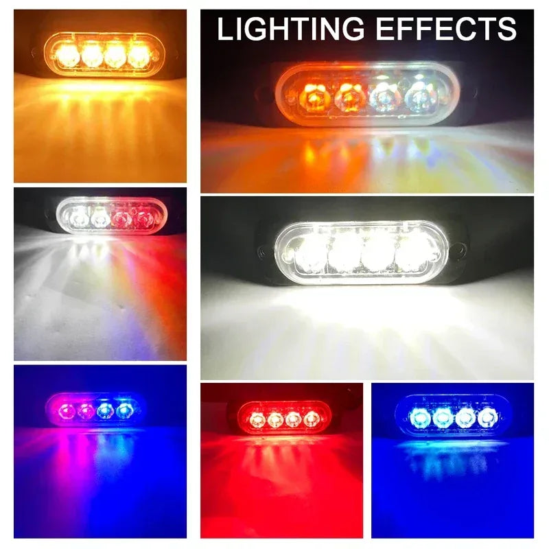 12V 24V Led Strobe Warning Light Emergency Stroboscope Grille Flashing Light bar Truck Car Beacon Lamp Amber Traffic Light Amber - Urbizia