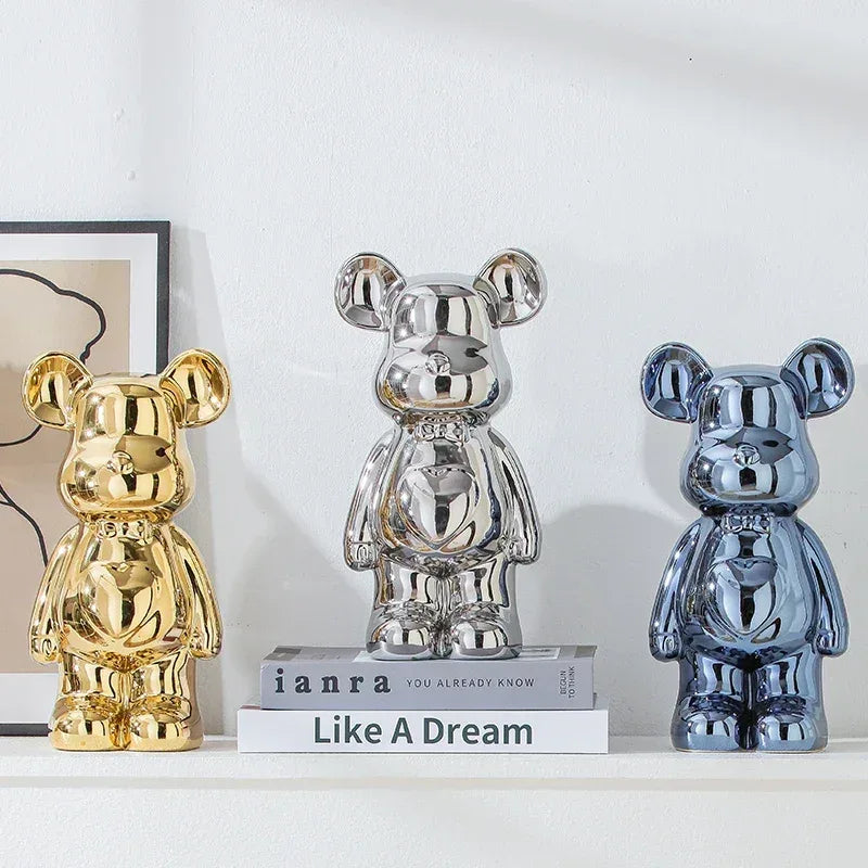 17/27/cm Aesthetic Bear brick Ceramic Staute Teddy Bear decor action figure Sculptures Ornament for room Home Decoration Crafts - Urbizia
