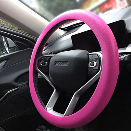 Car Steering Wheel Cover: Universal 13.5 to 15 Inch Silicone Steering Cover Compatible with Most Car Models Fit for Round D Sha