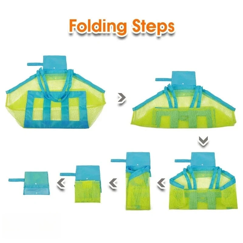 Kids Portable Beach Bag Anti-Sand Waterproof Toy Storage Net Large Capacity Mesh Travel Towel Outdoor Bag