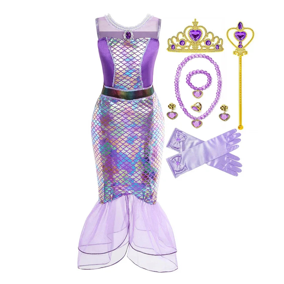 Mermaid Birthday Party Dress – Summer Girl Mermaid Costume for Kids 2-10 Yrs, Anime Cosplay & Fantasy Gown