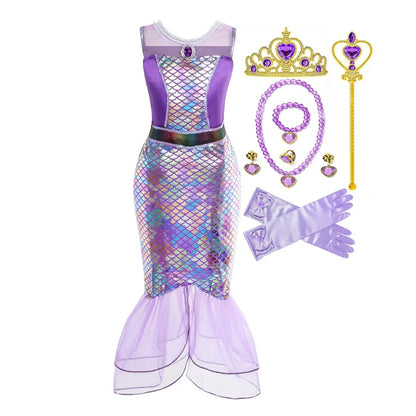 Mermaid Birthday Party Dress – Summer Girl Mermaid Costume for Kids 2-10 Yrs, Anime Cosplay & Fantasy Gown