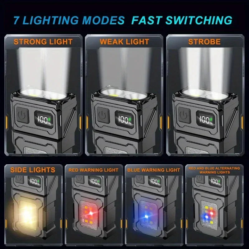 USB Rechargeable Tactical Mini LED Work Light Flashlight Tool - Urbizia