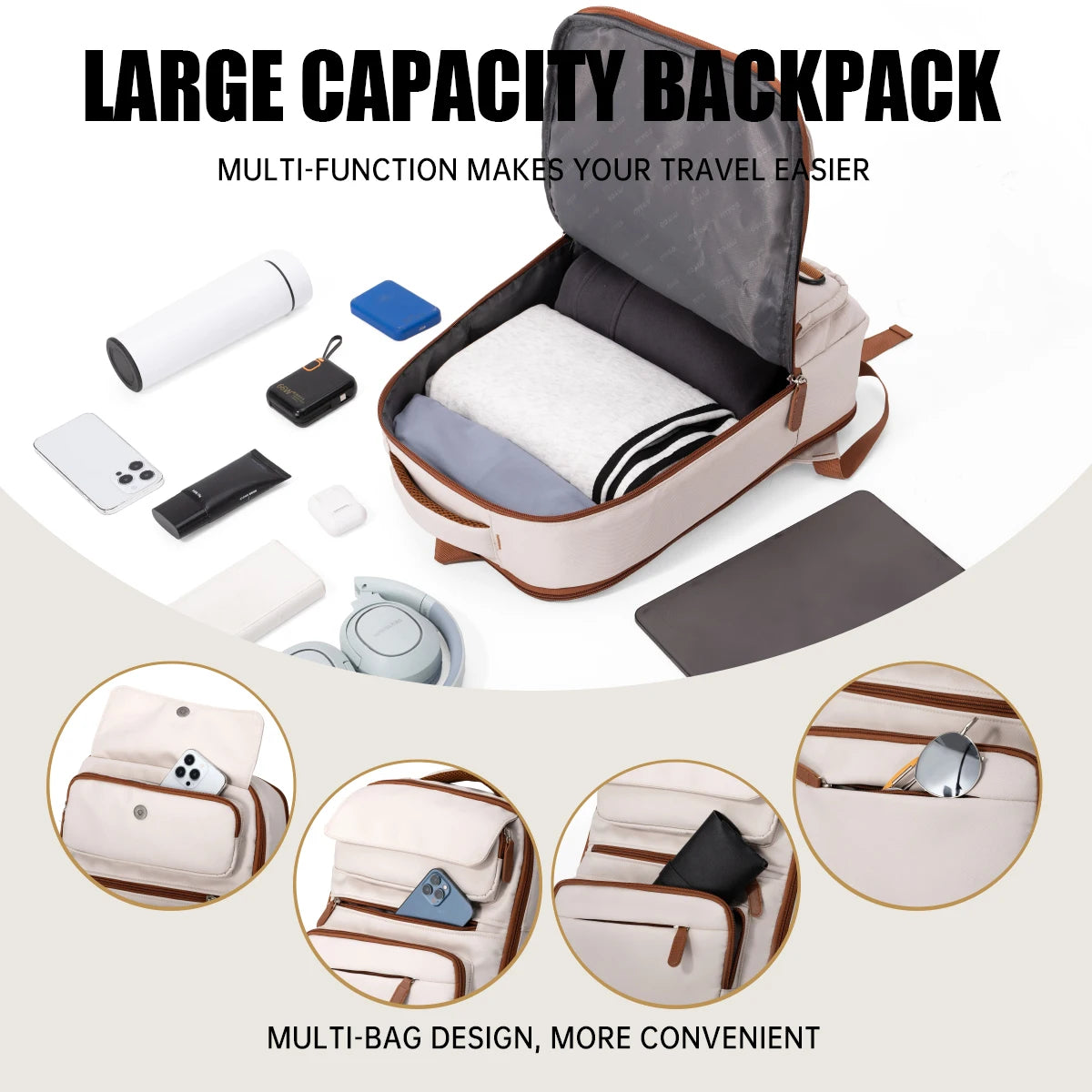 Large-Capacity Travel Multifunctional Backpack, Flight-Friendly, Computer-Friendly, Business Backpack for Men, College Student Backpack, Women's Carry-On Conference Office Backpack