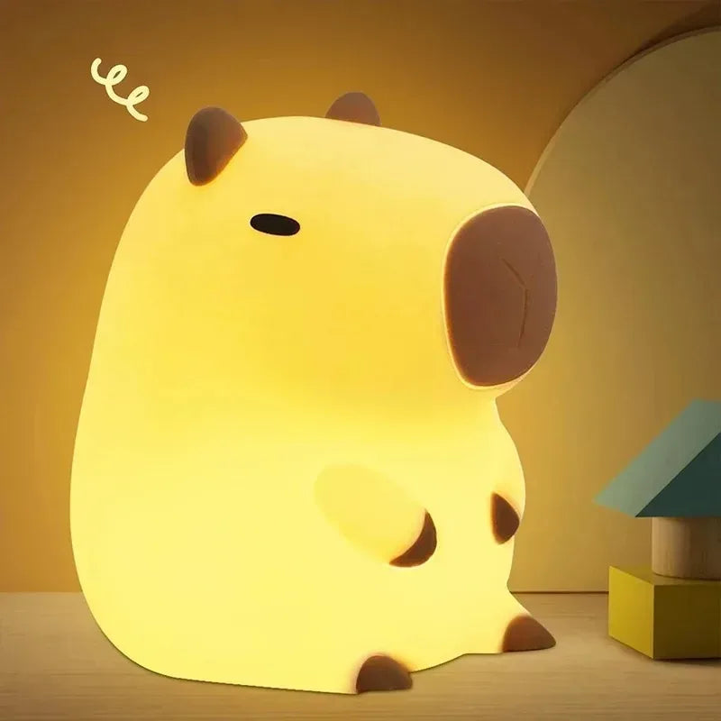 Cute Pet Capybara Night Light Cartoon Silicone Creative Bedside Sleep Night Lamp For Room Decor Birthday gift clearance sale - Urbizia