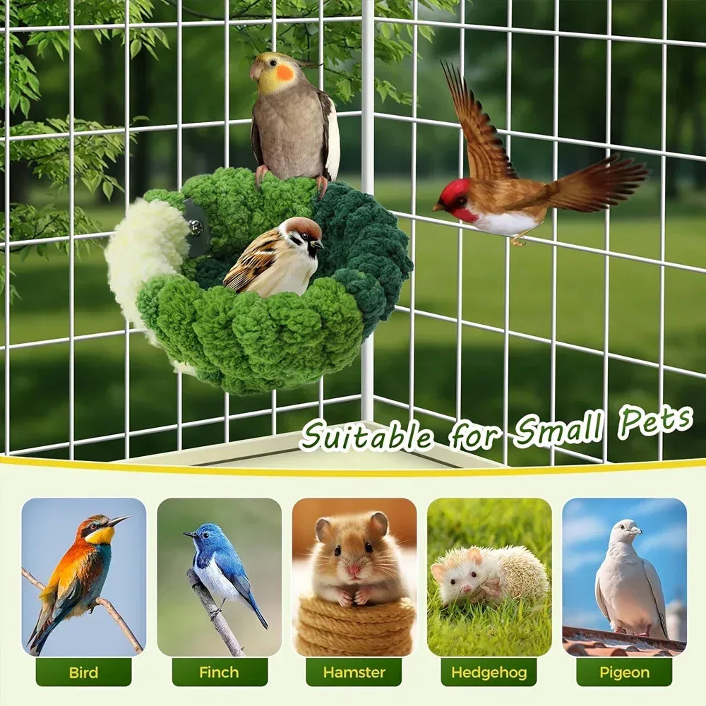 Autumn Winter Warm Cozy Bird Nest Plush Parrot Round Sleeping Bed House Toys for Small Animal Pet Bird Parrot Cage Accessories - Urbizia