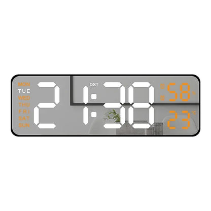 9 Inch Large Digital Wall Clock USB Powered TEMP Humidity Week Auto Dimmer DST Table Clock 12/24H Electronic LED Alarm Clock - Urbizia