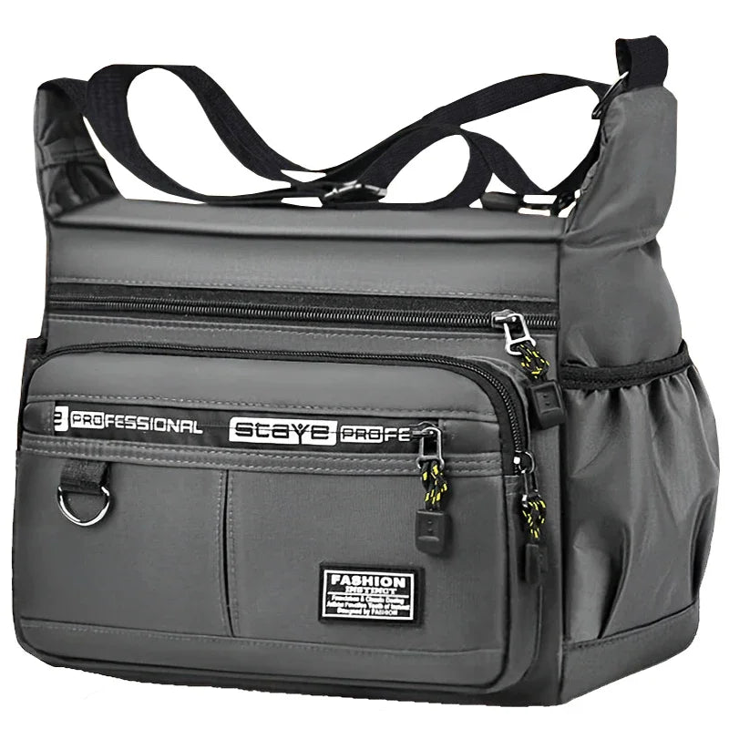 Men Business Crossbody Bag With Multi Layer Pockets Adjustable Shoulder Strap For Work Travel Professional Style
