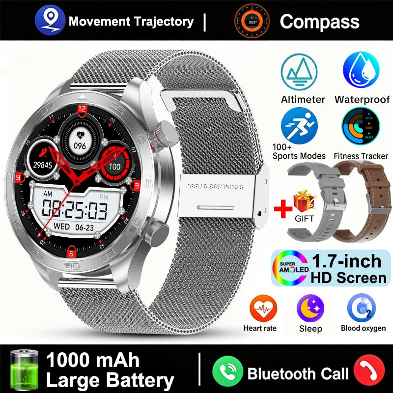 New GPS Track Smart Watch Men AMOLED Screen Outdoor Sports Fitness Heart Rate Compass IP68 Waterproof Bluetooth Call Smart Watch