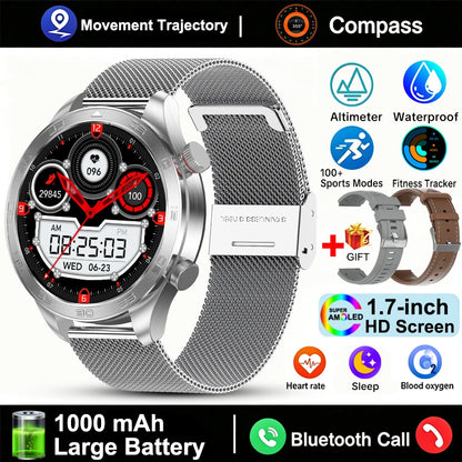New GPS Track Smart Watch Men AMOLED Screen Outdoor Sports Fitness Heart Rate Compass IP68 Waterproof Bluetooth Call Smart Watch