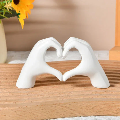 Gold Decoration, Heart Hand Statue Living Room Bedroom Decoration, Love Finger Modern Hand Gesture Sculpture Home Shelf Desktop - Urbizia