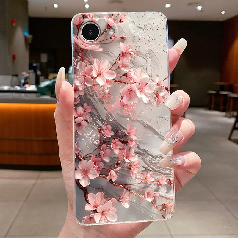 For iPhone 16e Case Clear Luxury Fashion Butterfly Flowers Soft TPU Silicone Jelly Back Cover for Apple iPhone 16e Phone Case