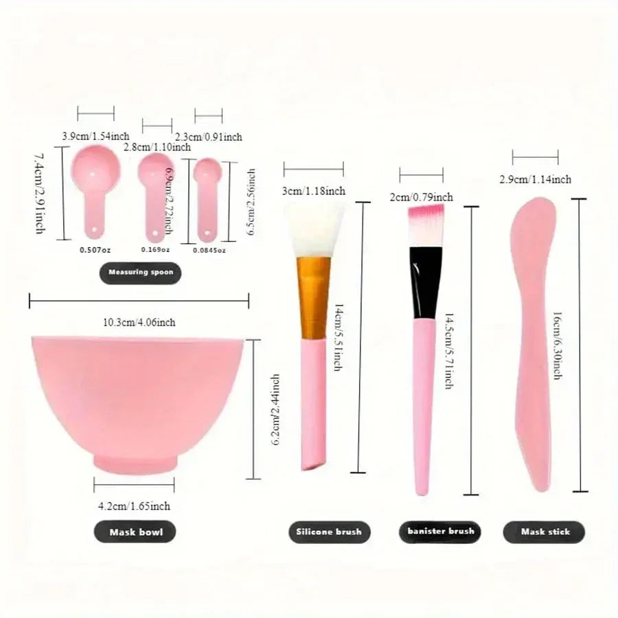 7pcs/Set DIY Face Mask Mixing Tools - Facial Applicator Spatula Mask Bowl Spoons -Applying Masks And Skin Care Products - Urbizia