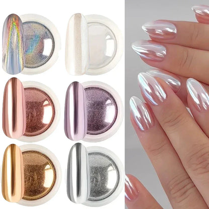 6pcs Chrome Mirror Nail Powder Set – Aurora Shine