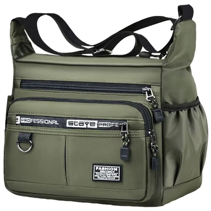Men Business Crossbody Bag With Multi Layer Pockets Adjustable Shoulder Strap For Work Travel Professional Style