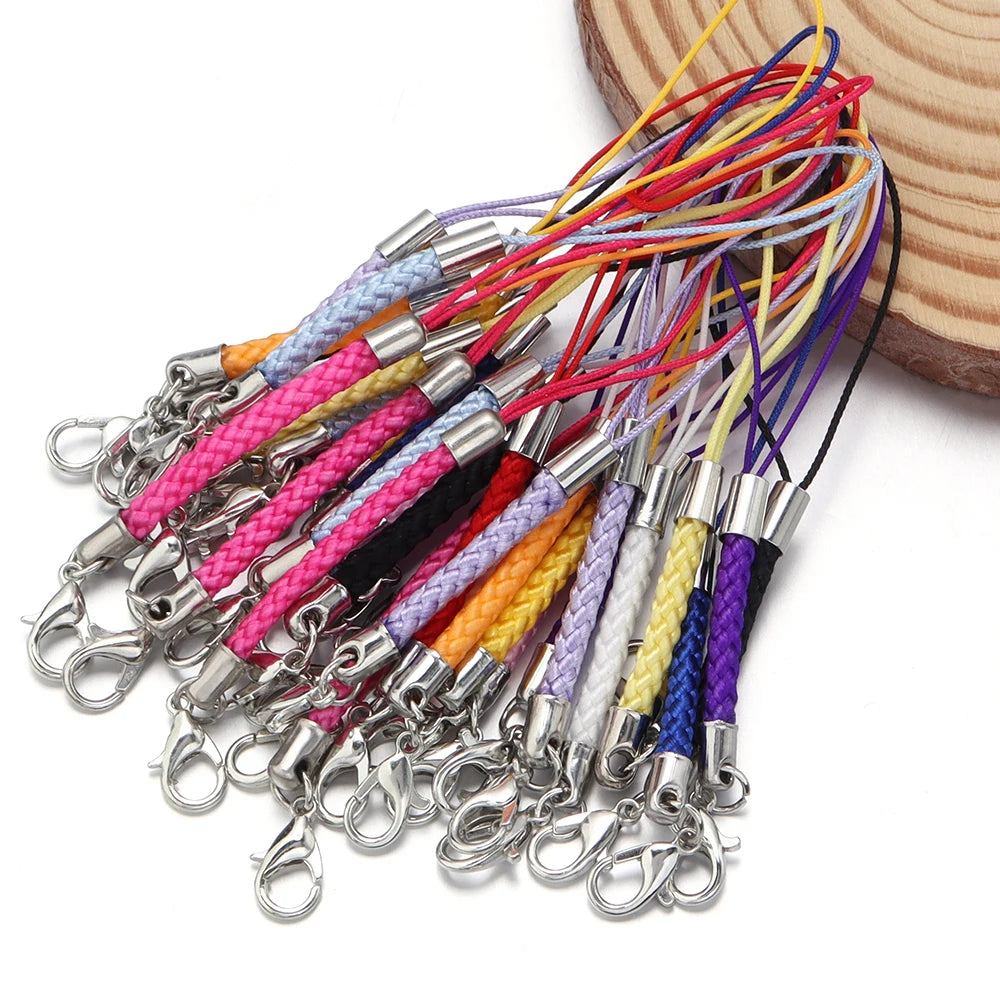 10/20pcs Keychain Rope with Lobster Clasp Jump Rings Lanyard Lariat Strap Cord For DIY Phone Case Decoration Making Supplies