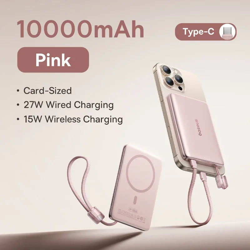 10000mAh Magnetic Power Bank 27W PD Fast Charging Slim