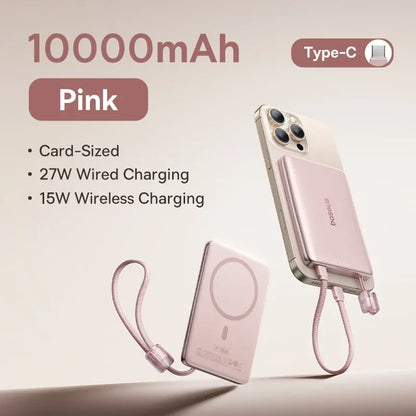 10000mAh Magnetic Power Bank 27W PD Fast Charging Slim