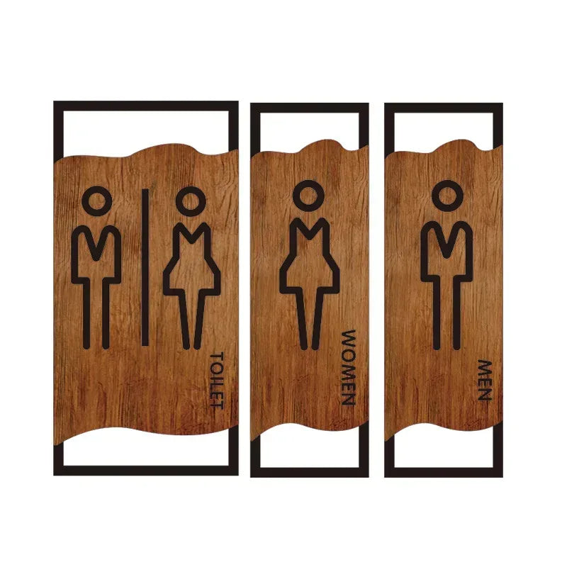 Imitation Wood Bathroom Signage Toilet Signage Address Gym Dressing Room Bathroom Wall Attached Bedroom Bathroom Door Signage - Urbizia