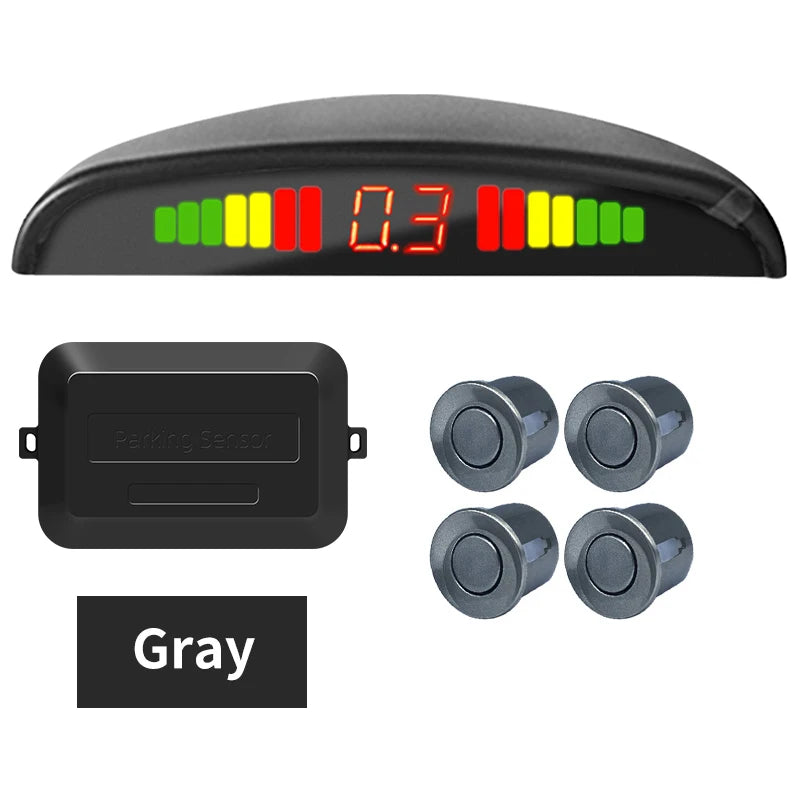 Hippcron Car LED Parking Sensor Kit 4 Sensors 22mm Reverse Radar Sound Alert Indicator System 8 Colors