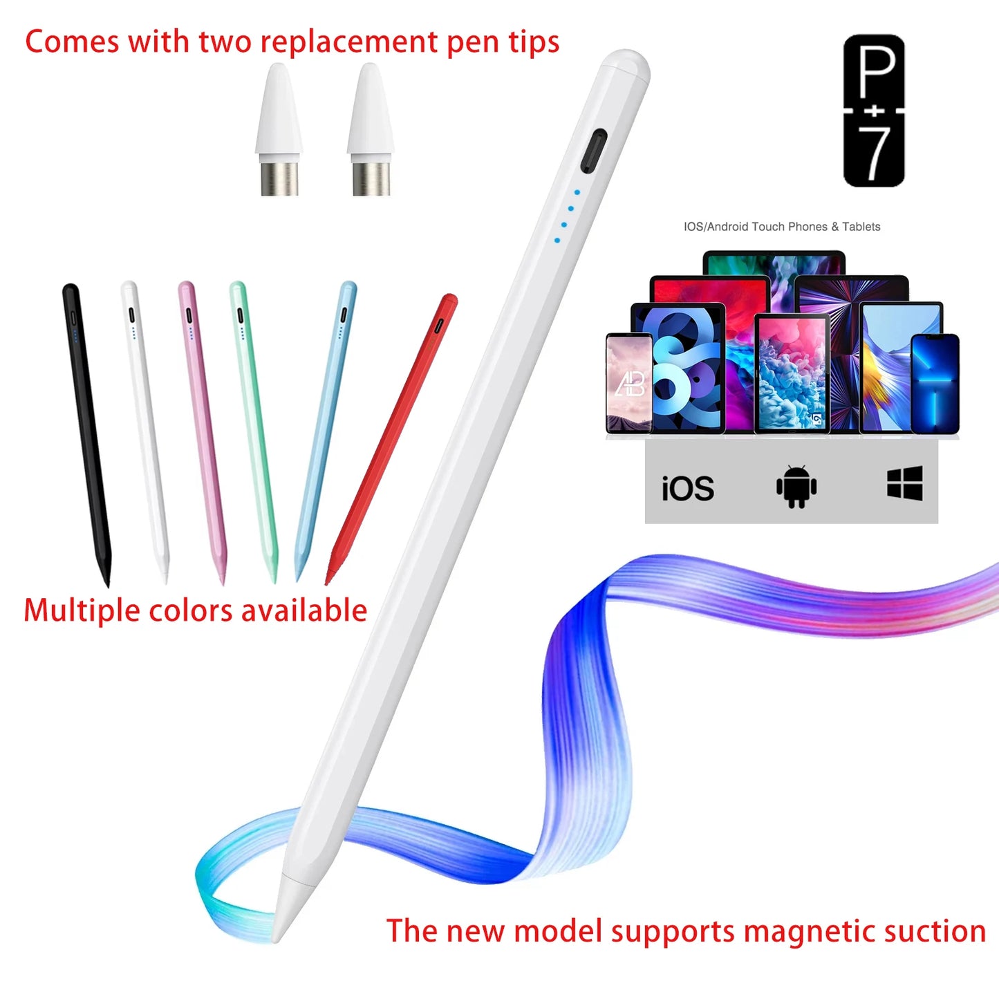 P+7 Universal Stylus Pen For Android IOS Capacitive Screen Touch Pen For iPad Apple Pencil For Huawei Xiaomi Samsung Tablet Pen