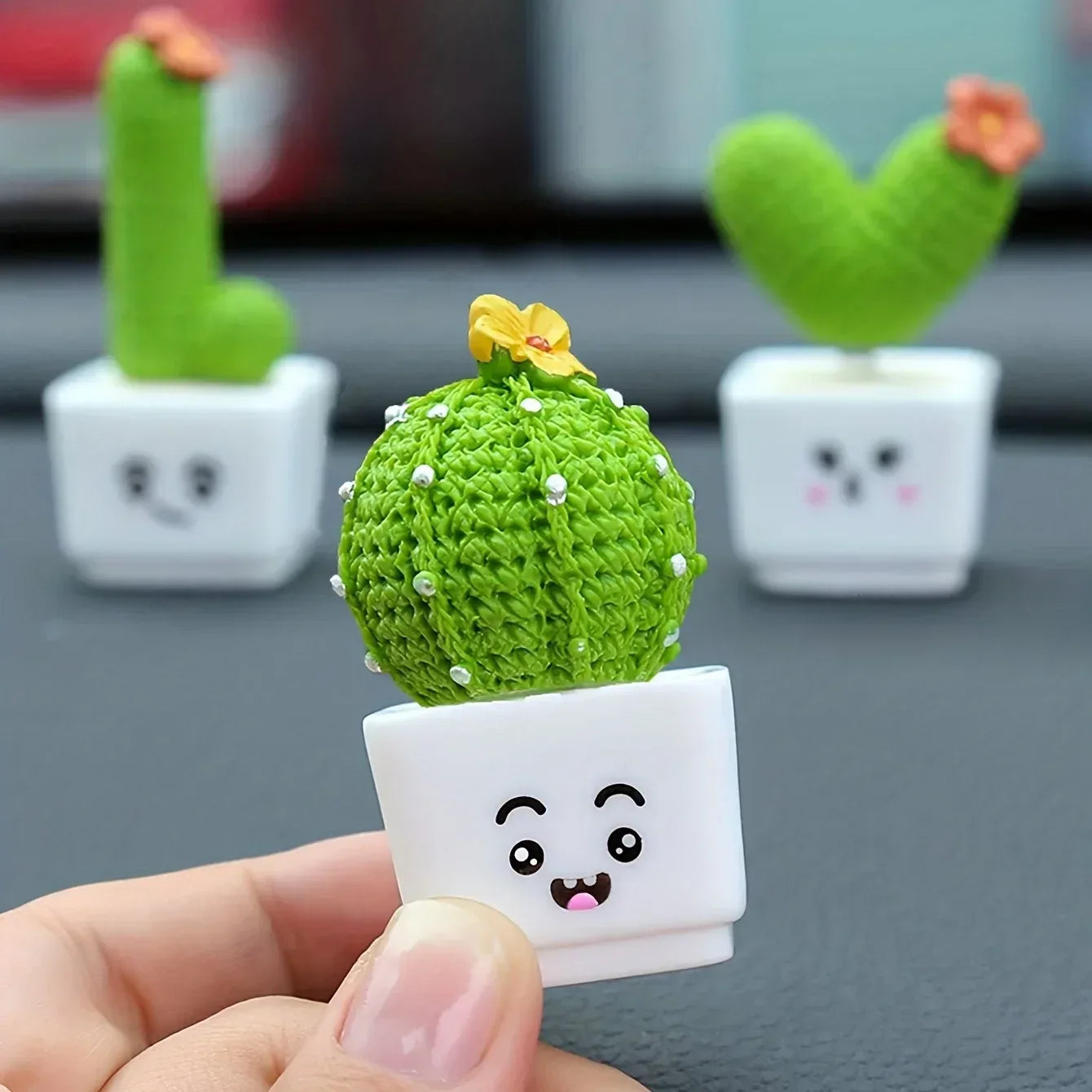 1 Set Of 4, Resin Succulent Cactus Mini Green Plant Car Office Home Living Room Crafts - Urbizia