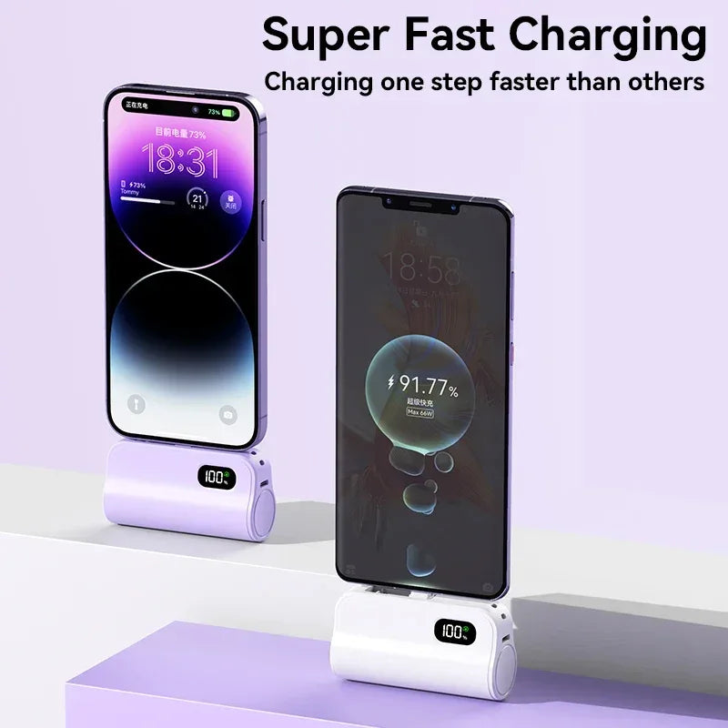 Mini Capsule Power Bank 5000mAh 20W Fast Charging Portable