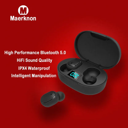 Digital Display Bluetooth Earphones with Mic TWS E6S Wireless Bluetooth Headset Noise Cancelling Headset for Xiaomi Huawei Oppo