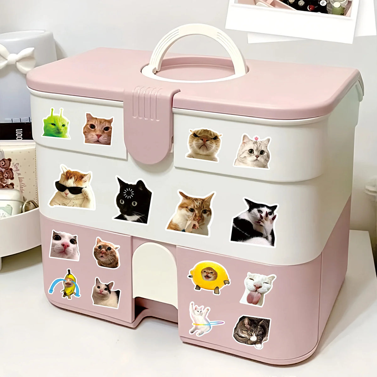 10/50/100pcs Funny Cat Meme Cartoon Stickers Waterproof DIY Laptops Water Bottles Phones Cute Animal Decals Toys Gifts