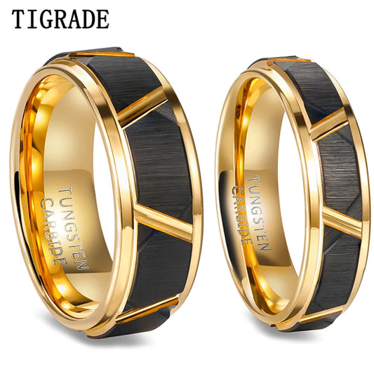 Tigrade Men's Tungsten Wedding Band – Brushed Beveled Edge