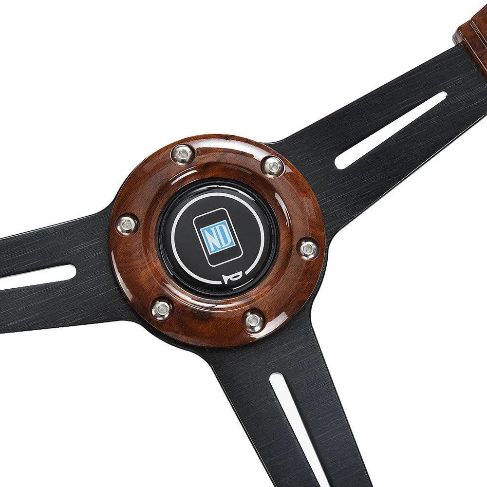 Universal 14 Inch Wood Grain Racing Steering Wheel 350mm Retro Deep Corn Drifting Sport Steering Wheels