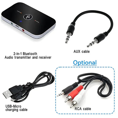 B6 2 IN 1 Bluetooth 5.3 Audio Transmitter Receiver 3.5mm AUX Jack RCA USB Dongle Music Wireless Adapter For Car PC TV Headphone - Urbizia