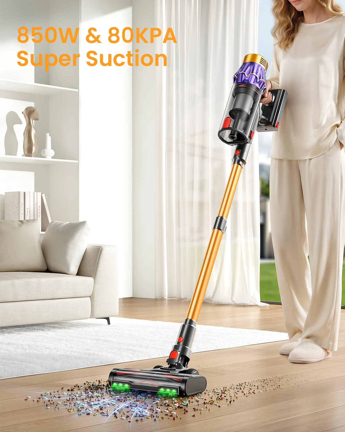 M9/Y9 NEW 80KPA 850W 80000PA Ultra-Strong Cordless Vacuum Cleaner 90 Min Long Runtime Removable Battery 6X4000mAh Smart Display