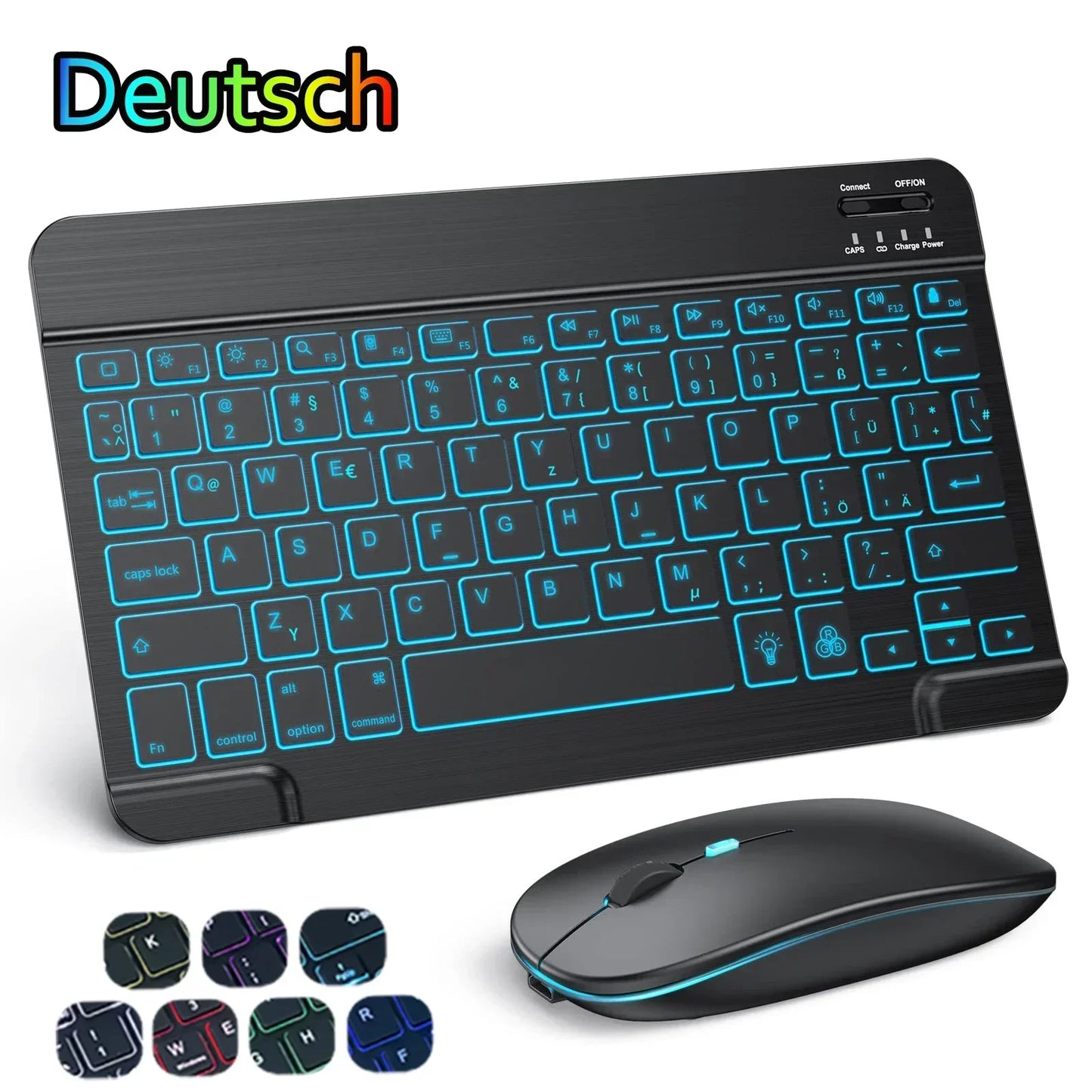 Hebrew/Russian/Spanish/Portuguese/Korean RGB Backlight Bluetooth Keyboard For IOS Android Windows iPad  Samsung Tablet Laptop