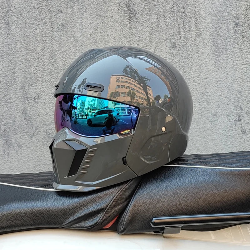 ORZ motorcycle retro helmet cruise men's and women's combination full helmet scorpion helmet reserved Bluetooth headphone slot
