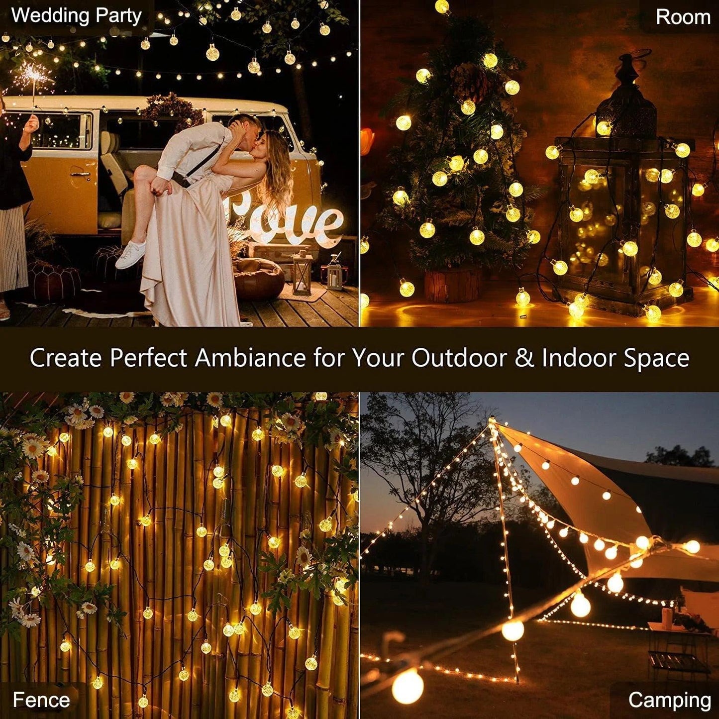 1 Pack 12M/39.37FT. 100 LED Solar Powered Bubble Ball String Light Indoor And Outdoor Decorative Lamp With 8 Lighting Modes Suitable For Home Holiday Park Party Wedding Birthday Festival Path Patio Decoration