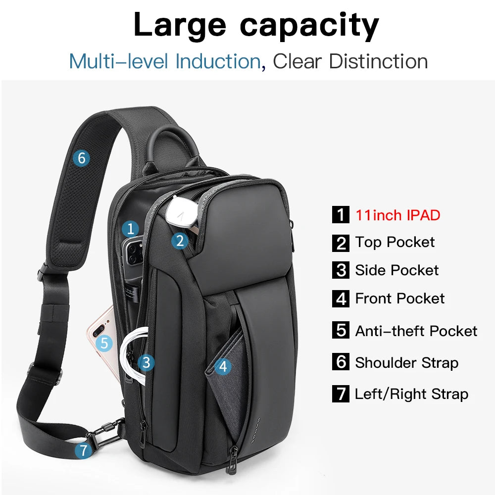 Bange New Oxford Fashion Waterproof Chest Bag Crossbody Bag Men's Models Men's Chest Bag Leisure Shoulder Satchel Large Capacity
