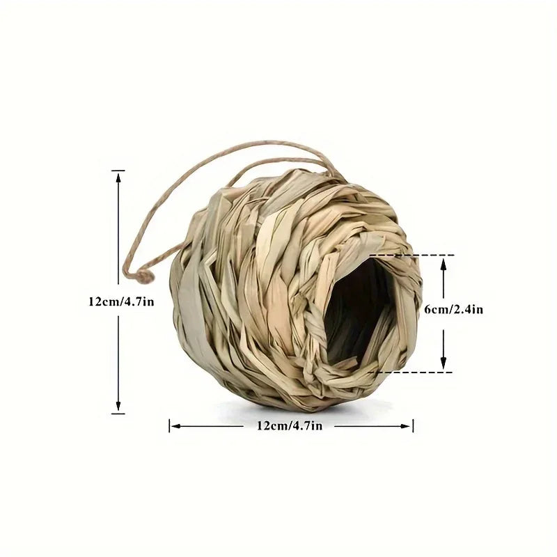 2024 New Birds Nest Bird Cage Grass Egg Cage Bird House Outdoor Decorative Weaved Hanging Parrot Nest Houses Pet Bedroom - Urbizia