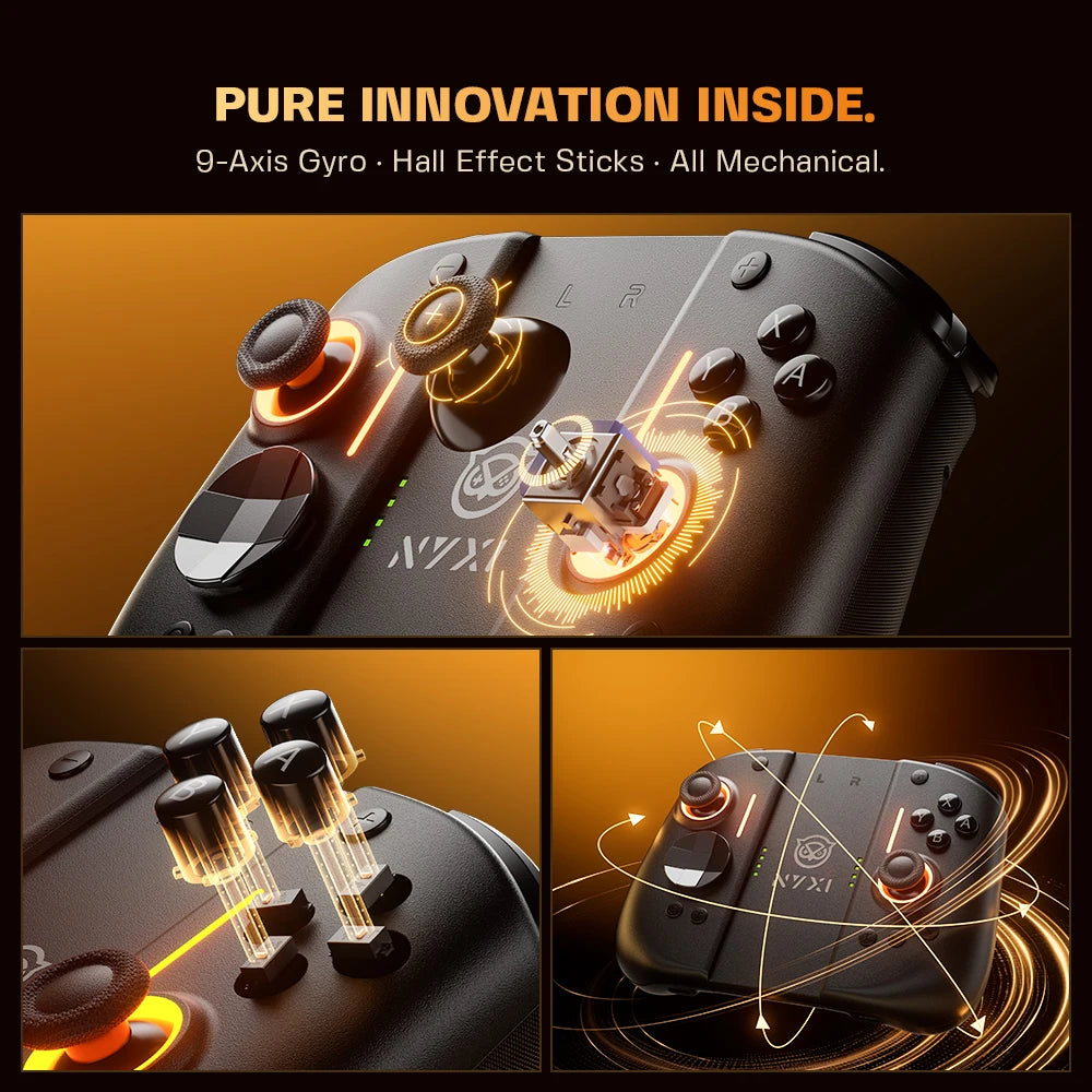 NYXI Hyperion 3 Wireless Magnetic Joypad, Full Mechanical Switches, Hall Effect No Drift, 9-Axis Gyro, Modular Gamepad for Nintendo Switch 2/Switch OLED/PC