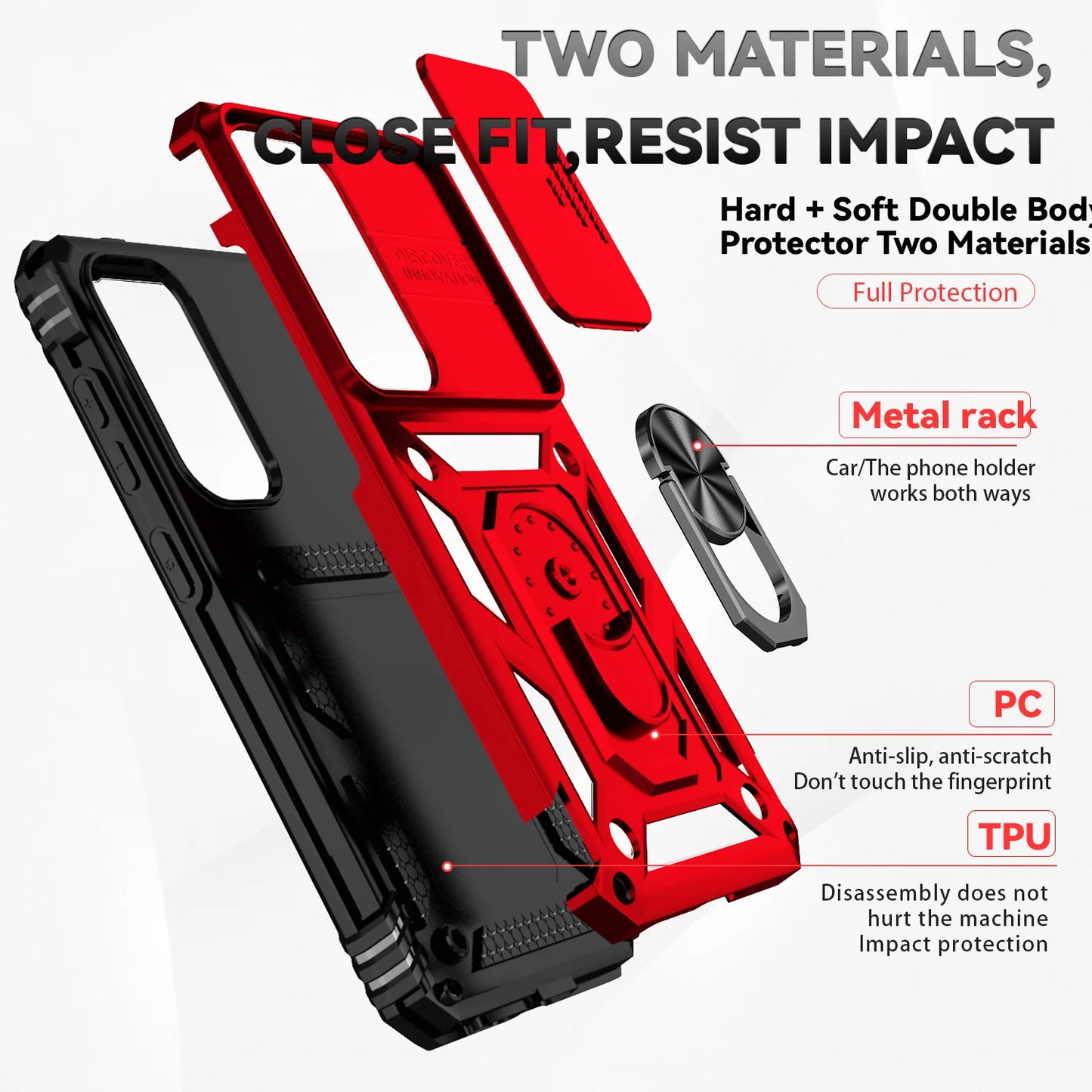 Luxury Armor Case for Samsung Galaxy S26 S25 Edge S24 S23 S22 S21 S20 S10 FE Ultra Plus Ring Holder Slide Lens Stand Phone Cover
