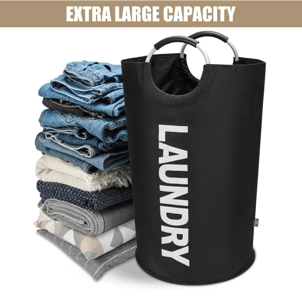 90L Large Laundry Basket, Collapsible Laundry Bag, Freestanding Tall Clothes Hamper, Foldable Washing Bin